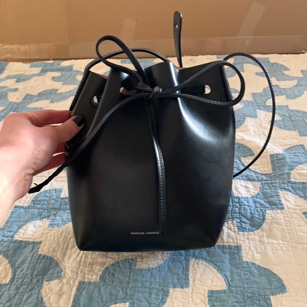 Mansur Gavriel Mini Bucket Bag Black & Pink